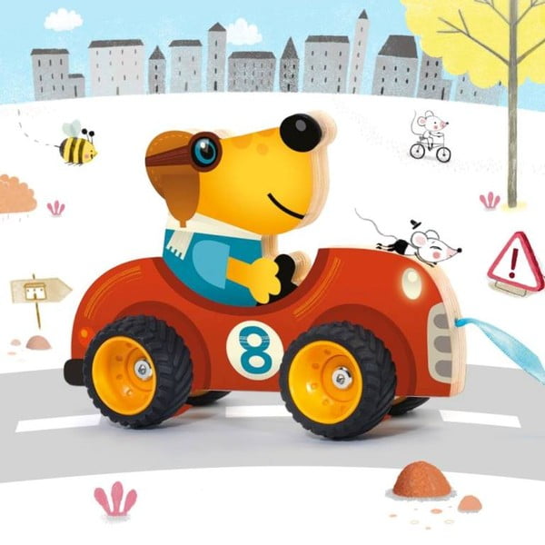 Laste puidust mänguasi nööril Vormel - Djeco-image-1