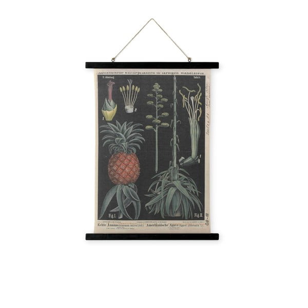 Nástěnná dekorace ze dřeva a lnu HF Living Greenery, 55 x 75 cm
