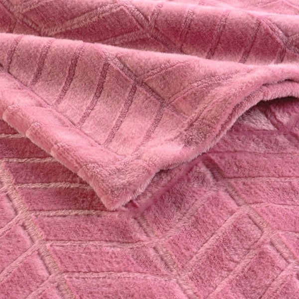 Roosa mikroflanellist voodikate 180x220 cm Arya - douceur d'intérieur-image-2