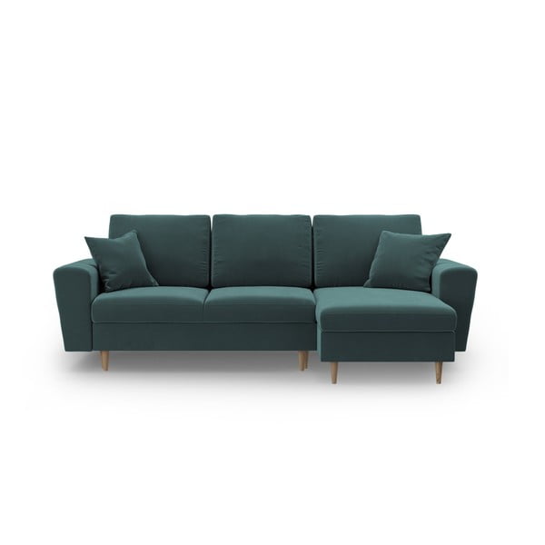 Petrooleumi värvi sametist panipaigaga nurgadiivanvoodi Kyoto - Cosmopolitan Design