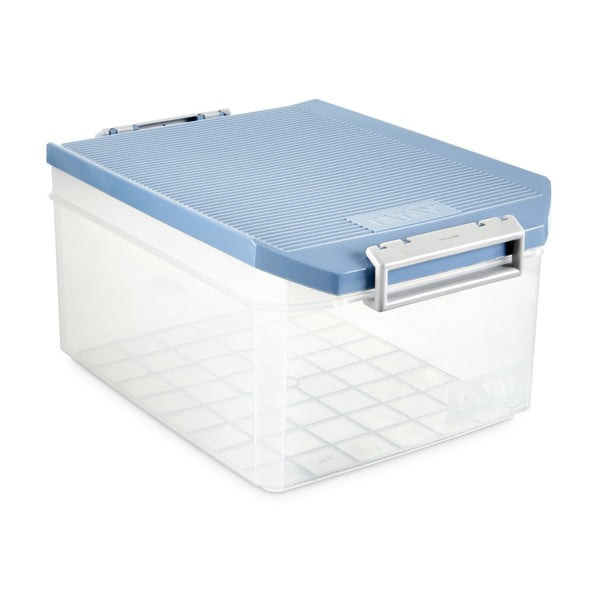 Průhledný úložný box s modrým víkem Ta-Tay Storage Box, 14 l