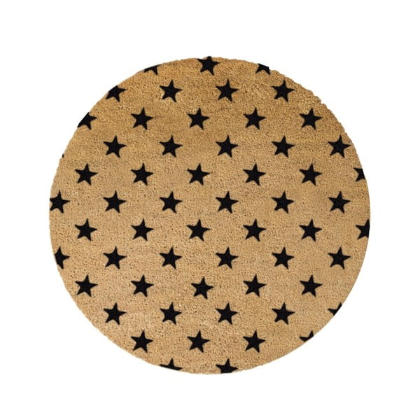 Must ümmargune looduslik kookosmatt , ⌀ 70 cm Stars - Artsy Doormats