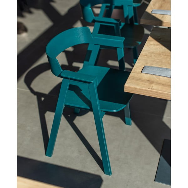 Petrooleumivärvi söögitool tammepuidust käetugedega Flip – Gazzda-image-1