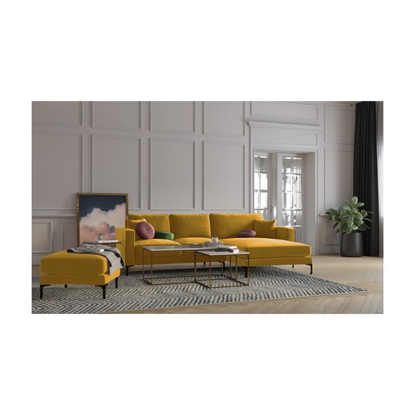 Kollane sametist jalatool Harmony – Kooko Home-image-4