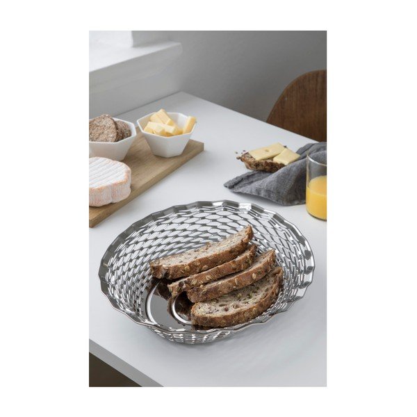 Oválný košík na pečivo z nerezové oceli Steel Function, 30 x 24 cm-image-1