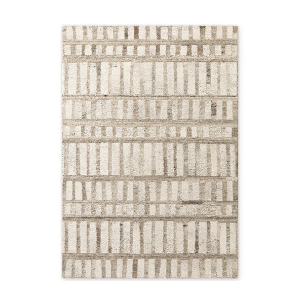 Kreemikas käsitsi kootud villane vaip 160x230 cm Boho 1.0 Linara - Vikosa