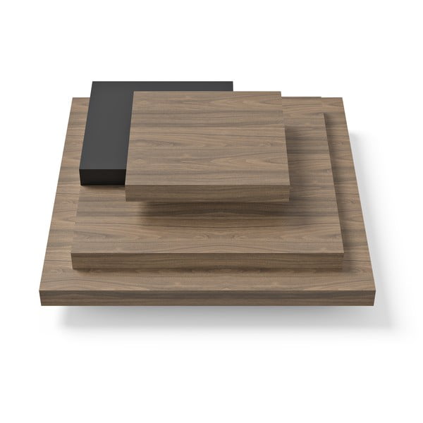 Must-puiduvärvi pähklipuu dekooriga diivanilaud 110x110 cm Slate - TemaHome-image-3