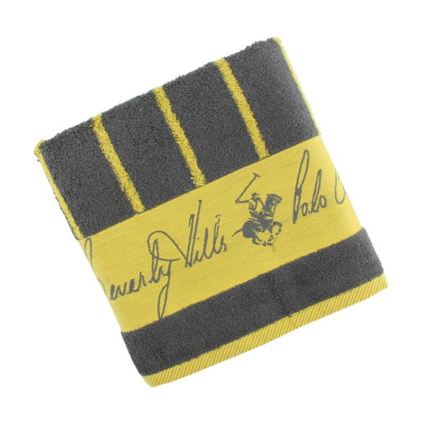 Šedo-žlutý bavlněný ručník BHPC, 50x100 cm
