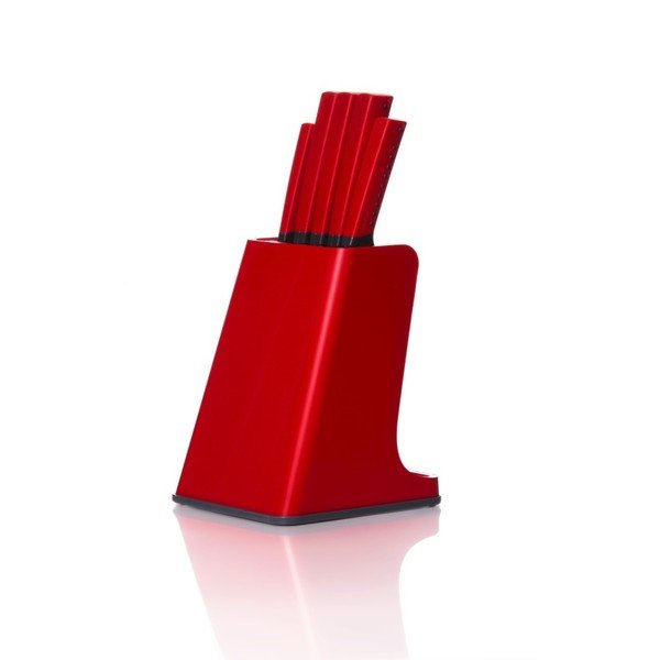 Set červeného bloku na nože a 5 nožů Red-image-1