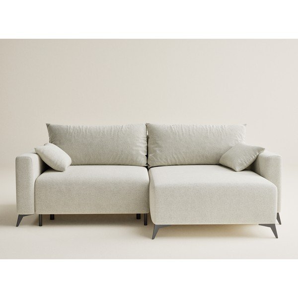 Kreemjas šenilldiivanvoodi/panipaigaga nurgadiivan (parem nurk/diivanvoodiga) Leon - Maison de Rêve-image-2