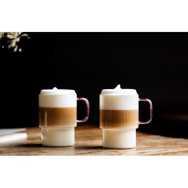 Roosad klaasist kruusid cappuccino jaoks 2 tk komplektis 350 ml Livio - Vialli Design-image-1