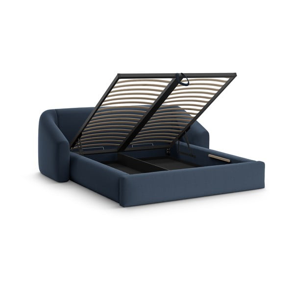 Tumesinine polsterdatud kaheinimesevoodi, koos panipaiga ja restiga 160x200 cm Campi – Cosmopolitan Design-image-2