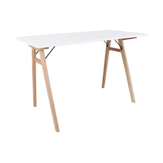 Valge laud pruunide jalgadega Kirjutuslaud, pikkus 120 cm Vojens - House Nordic