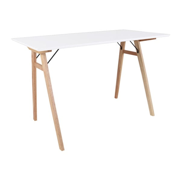 Valge laud pruunide jalgadega Kirjutuslaud, pikkus 120 cm Vojens - House Nordic