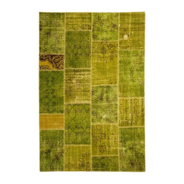 Vlněný koberec Allmode Patchwork Green, 180x120 cm