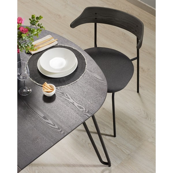 Tumepruun pikendatav tuhapuidust plaadiga söögilaud 90x140 cm Norfort – Kave Home-image-1