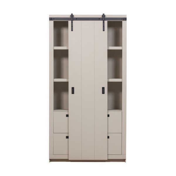 Hallikasbeež männipuidust kapp lükandustega 122x230x37 cm Slide - vtwonen-image-1