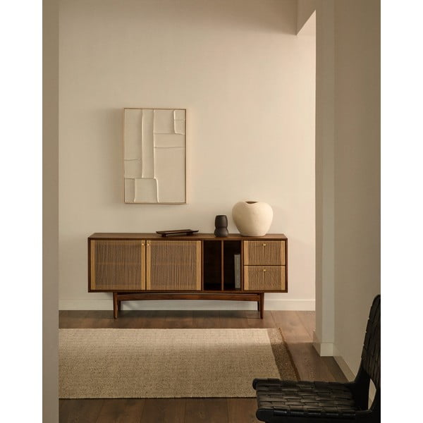 Pruun pähklipuidust madal kummut 180x73 cm Elan - Kave Home-image-1