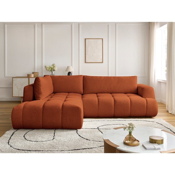 Diivanvoodi/panipaigaga nurgadiivan telliskivi värvi (vasak nurk/L-kujuline) Fuji - Bobochic Paris-image-1