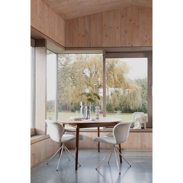 Pähklipuidu spoonist ümmargune kokkupandav söögilaud koos lisaplaadiga ø 120 cm Twist - Zuiver-image-1