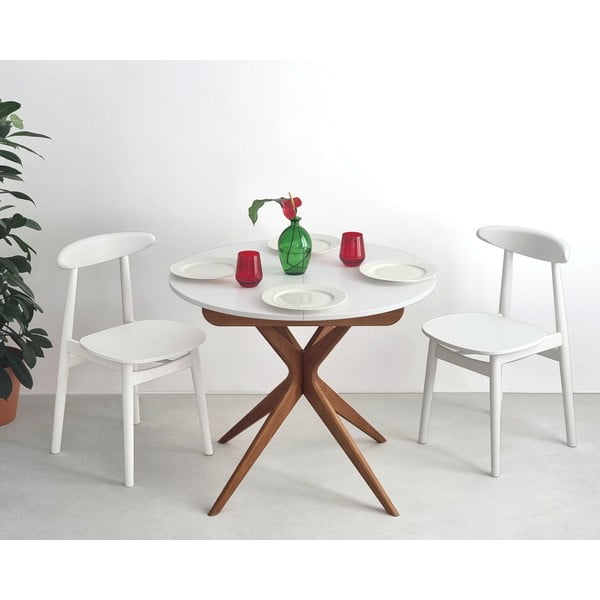 Ümmargune pikendatav söögilaud lisaplaadiga ø 90 cm Jubi – Ragaba-image-3