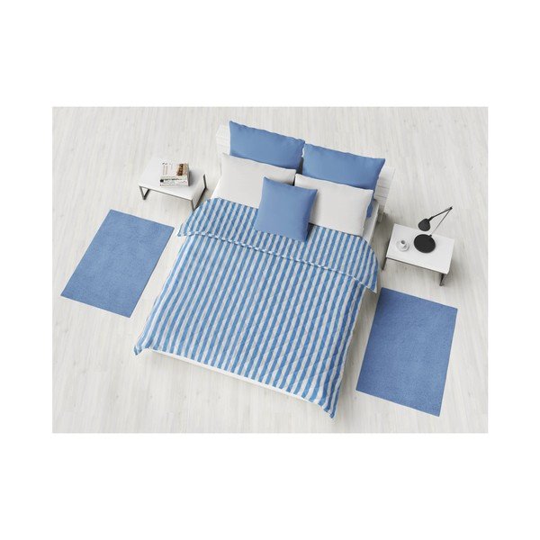 Modro-bílý pruhovaný prošívaný přehoz přes postel Stripes, 160 x 230 cm-image-1