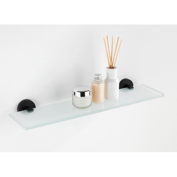 Seinale paigaldatav klaasist riiul matt musta roostevabast terasest käepidemetega Bosio - Wenko-image-2