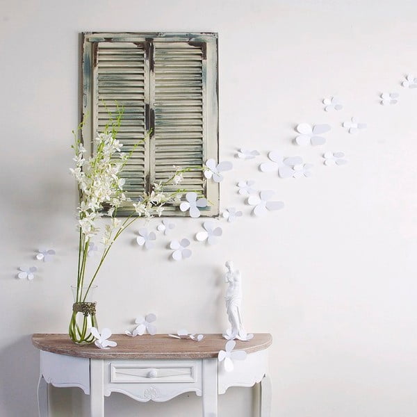 12 valge kleepuva 3D kleebise komplekt Lilled - Ambiance-image-1