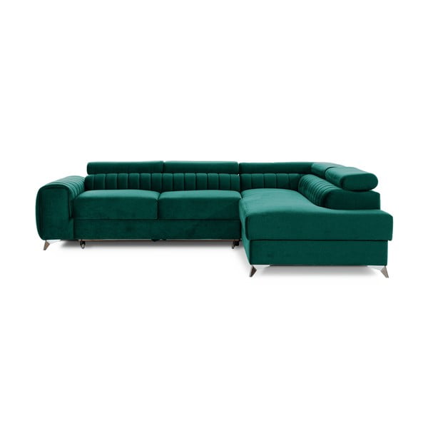 Roheline sametist lahtikäiv/sahtliga nurgadiivan (parem nurk/L-kujuline) Laurence – ELTAP