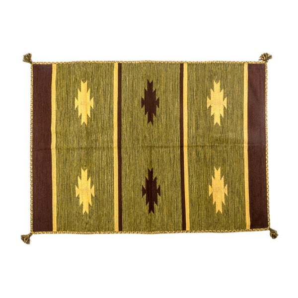 Zelený ručně tkaný koberec Navaei & Co Kalush Kilim 116, 200 x 140 cm