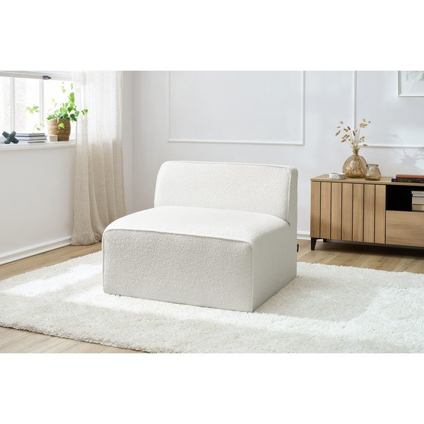 Valge buklee kangast diivanimoodul (keskmine osa) Megeve - Bobochic Paris-image-1