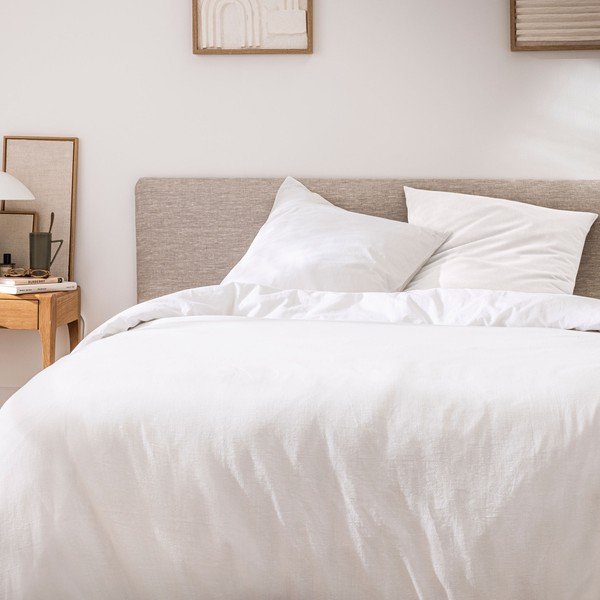 Valge 3-osaline puuvillane voodipesu kaheinimesevoodile/eriti suurele voodile 240x220 cm Meline - douceur d'intérieur-image-1