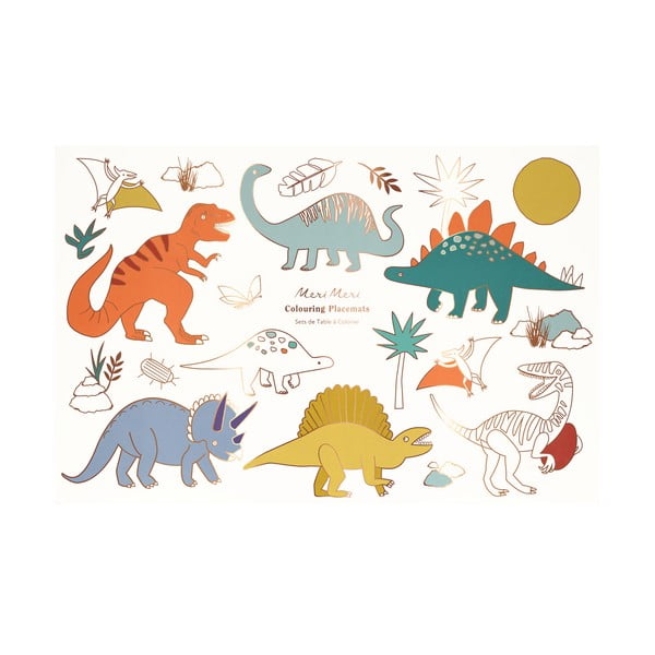 Pabertaldrikud 8 tk komplektis 28x42,5 cm Dinosaurs - Meri Meri