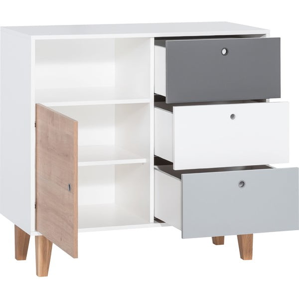 Kollase detailiga valge ja halli värvi sahtli kapp Concept - Vox-image-2