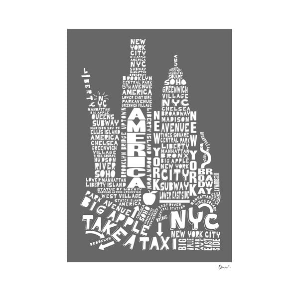 Plakát New York Grey&White, 50x70 cm