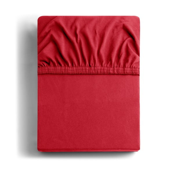 Červené elastické prostěradlo z mikrovlákna DecoKing Amber Collection, 160-180 x 200 cm