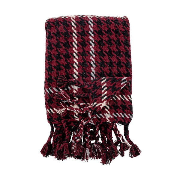 Punane jõulusall puuvillase Riveliga, 150 x 130 cm Rivel Throw - Bloomingville-image-2