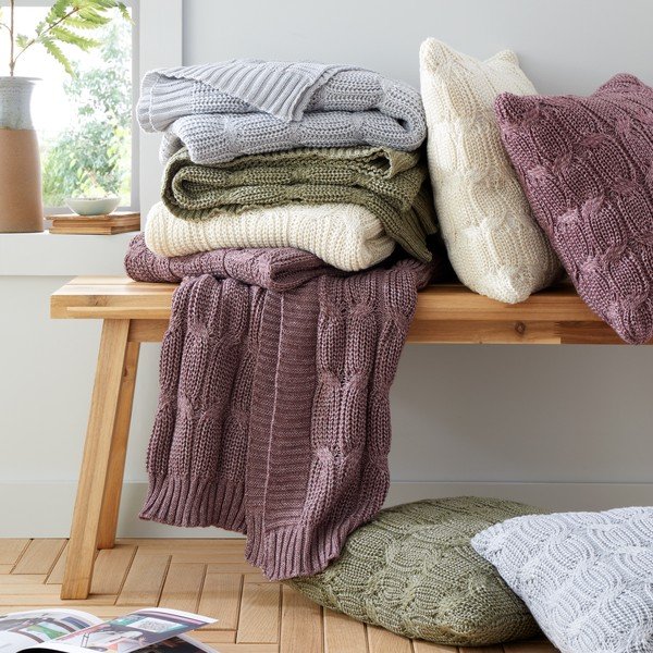 Roheline kootud padjapüür 45x45 cm Chunky Marl Knit - Catherine Lansfield-image-4