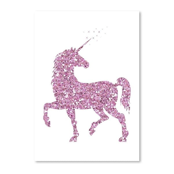 Plakát Americanflat Glitter Unicorn in Pink, 30 x 42 cm