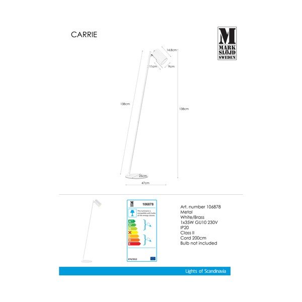 Bílá volně stojící lampa Markslöjd Carrie-image-2
