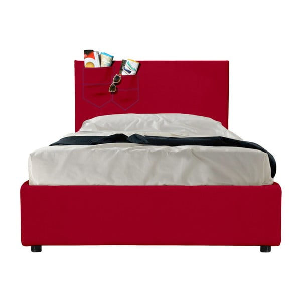 Červená jednolůžková postel s úložným prostorem 13Casa Task, 90 x 190 cm