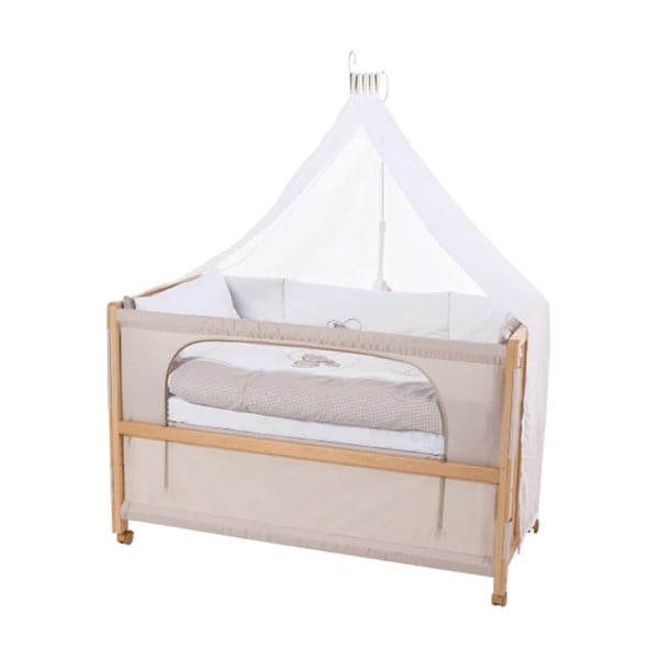 Ratastel puiduvärvi voodi 60x120 cm koos varikatusega Liebhabär - Roba-image-1