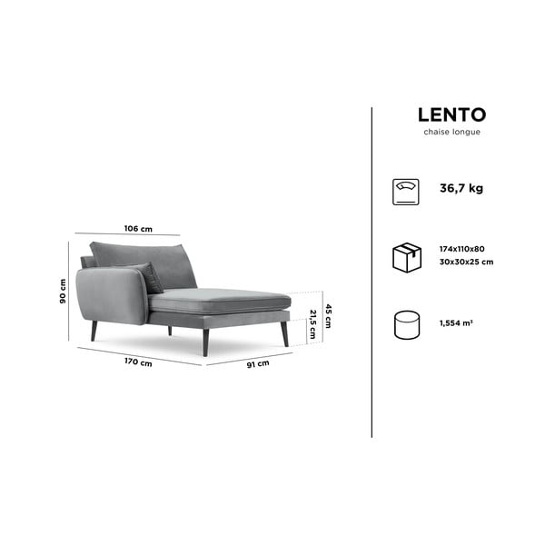 Bensiinisinine mustade jalgadega sametist lamamist tool , vasakpoolne nurk Lento - Kooko Home-image-4