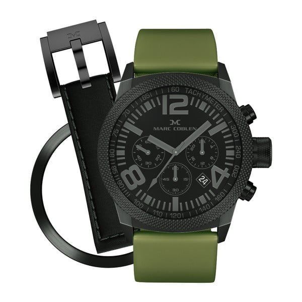 Unisex hodinky Marc Coblen s páskem a kroužkem navíc P65