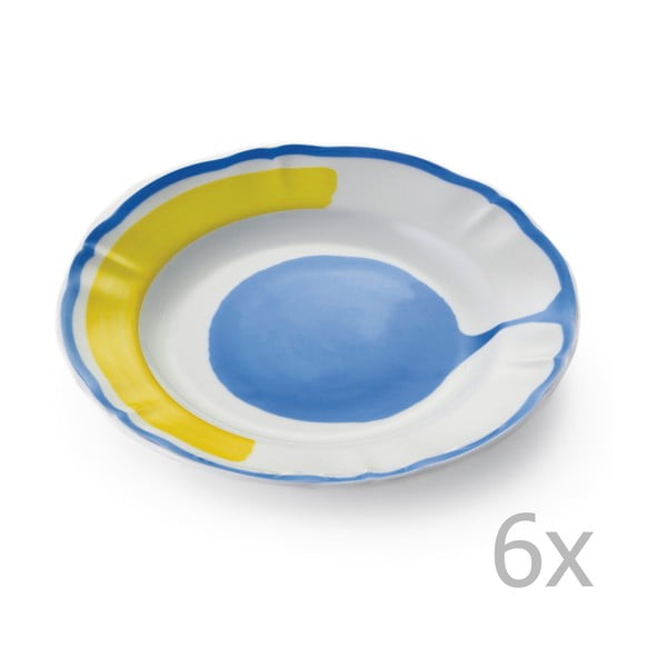 Sada 6 dezertních talířů Giotto Yellow/Blue