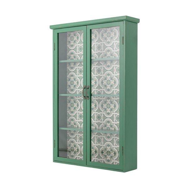 Roheline rippuv kuusepuidust vitriinkapp 81x122x22 cm Hazem - Bloomingville-image-2