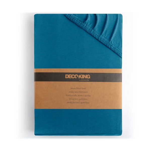 Petrooleumi värvi trikotaažist kummiga lina 180x200cm Amber - Restilo-image-4