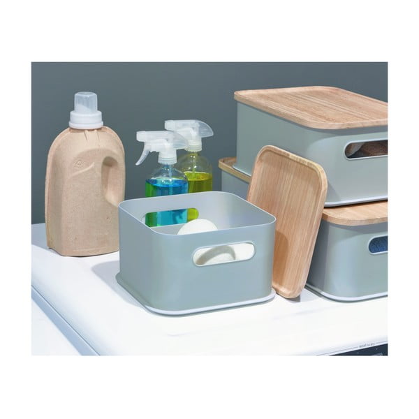 Paulownia puidust, 21,3 x 21,3 cm suurune hall kaanega hoiukarp, käepidemega. Eco - iDesign-image-4