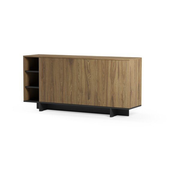 Must/naturaalne tammepuust kapp 170x80x40 cm Cequoia - Marckeric-image-2
