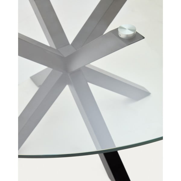 Must ümmargune söögilaud klaasist lauaplaadiga ø 150 cm Argo - Kave Home-image-3